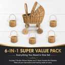 21.85-Inch Wicker Baby Carriage, 6-Piece Flower Basket Display Set