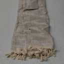 Boho Tassel Kitchen Valances for Windows Modern Farmhouse Cotton Linen Valance Curtains Topper Country Rustic Bathroom Small Window Treatment Bohemian Decor (55x15 inch, Natural)