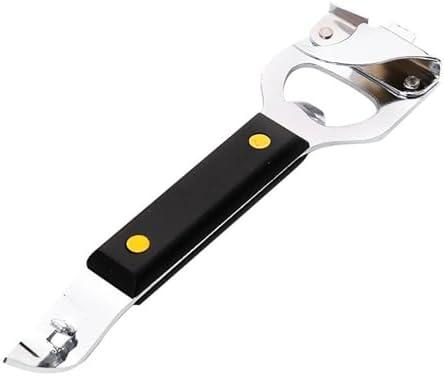 Zemcxney 4-in-1 Can Punch Bottle Opener Classic Stainless Steel Manual Can Opener for Liquid with Cap Catcher, Can Tapper Church Key for Camping and Traveling 1 Pack
