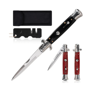 Fruit knife, outdoor pocket hunting knife, kitchen knife, suitable for camping, hunting, and kitchen use (includes sharpening tool) (Black)