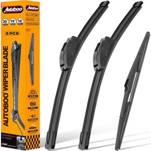 AUTOBOO 26"+19" Windshield Wipers with 16" Rear Wiper Blade Sets Replacement for 2010 2011 2012 2013 2014 2015 Toyota Prius -Original Factory Quality (Pack of 3)