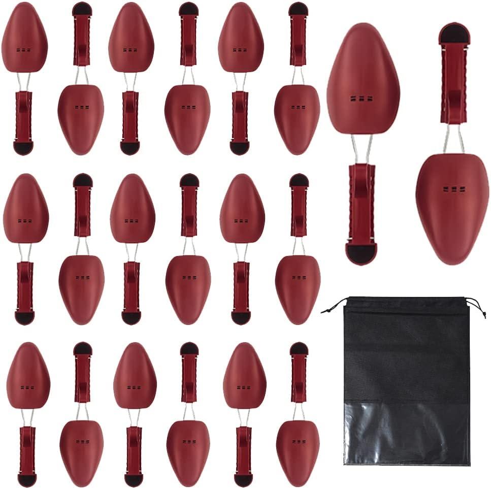 WAJJ 10 Pairs Plastic Shoe Tree Stretcher Shaper for Women Adjustable Length Shoes Holder Shaper Support , Dark Purple 
