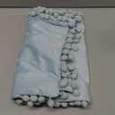 Throw Pillow Cases 16x16 Light-Blue: 2 Pack Cozy Soft Pom-poms Velvet Square Decorative Pillow Covers for Farmhouse Home Decor