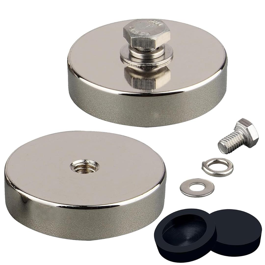 MUTUACTOR 185lbs Neodymium Pot Magnets,Anti-Broken 1/4-20 Female Threaded Mounting Magnets Heavy Duty,2PCS Strong Rare Earth Magnet for LED Lights Solar Panels Camera Mount and Electronic Equipment