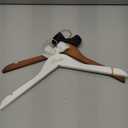 Beeveer 3 Pcs Bride and Groom Hangers for Dress Suit with Clips Wedding Wooden Hanger with Bow Tie for Mr and Mrs Shirt Tuxedo Suit Bridal Wedding Gift Bridesmaid Party Shower (Brown,white)