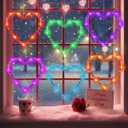 Huquary 6 Pcs Valentine's Day Window Lights Heart Suction Cup Light LED Window Decor Light 6.3 Inch Color Hanging Heart Shaped Suitable for Wedding Anniversary Home Party Decorations Table (6 Colors) (orange, blue, purple, green, pink, red)