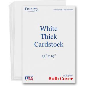13" x 19" Cardstock Sheets For Inkjet or Laser Printers - Heavy 80lb Cover Matte Finish White - Great for Flyers, Posters, Covers (50 Sheets)