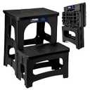 Flottian Folding 2 Step Stool, 8" & 17" Dual Heights, Foldable Step Stool for Adults and Kids, Hold up to 300 lbs, Collapsible Step Stool for Kitchen Bedroom Office Bathroom RV, Black
