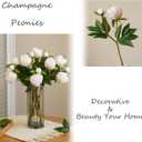IPOPU Champagne Artificial Peonies 8Pcs Silk Peonies with Stems Real Look Fake Peonies Artificial Flowers for Wedding Centerpieces Bridal/Baby Shower Party Decorations (Champagne)