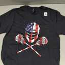 Lacrosse American Flag Lax Helmet Sticks 4th of July T-Shirt, S