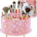 fanado Bling 360 Rotate Makeup Brush Holder Organizer, Makeup Organizers Countertop, Makeup organization and Skincare Storage for Vanity, Gift for Women Girls (Bling dz-Pink)