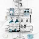 ODesign 2 Tier Stainless Steel Anodized Aluminum,Height-Adjustable Rustproof Shower Caddy Hanging Anti-Swing-Over The Shower Head Caddy-Bathroom Showe r Storage Organizer With Soap Box Holder- Sliver