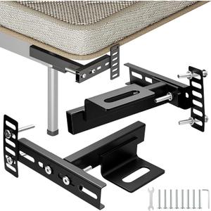 Adjustable Headboard Brackets for Metal Bed Frame, Universal Metal Bed Frame Wall Mounting Brackets for Headboard with Footboard Extension Kit for Twin Full Queen King, Matte Black 2 Packs
