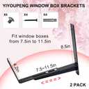 Window Box Brackets, Adjustable Heavy Duty Window Planter Box Brackets, Width Range: 4.412 Inches (1133 Cm), with 75 Lbs Capacity, Black (Wall-Mounted, 4)