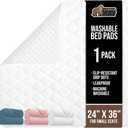 GORILLA GRIP Washable Underpads, Waterproof Reusable Heavy Absorbency Incontinence Bed Pads, Leak Proof Toddler Mattress Pad, 24x36 Slip Resistant Protector for Bedwetting, Adults and Kids, White