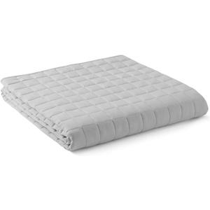 YnM Exclusive Cooling Weighted Blanket, Nylon/PE Fabric, Smallest Compartments, Bed Blanket for One Person of 140lbs, Ideal for Twin/Full Bed (48x72 Inches, 15 Pounds, Light Grey Quill)
