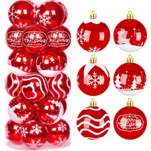 Joiedomi 24 Pcs 2.3 Red & White Christmas Ball Ornaments, Shatterproof Plastic Christmas Tree Ornaments, Hanging Decor for Wreath Garland Party Weddings Holidays