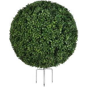18” Artificial Boxwood Ball Topiary, UV Resistant Faux Greenery Plant, Easy Assembly Outdoor Decor for Garden, Planters, Porch or Patio (1, 18 Inch)