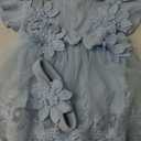 Karwuiio Newborn Baby Girl Romper Dress Short Sleeve Mesh Tutu Dress Baby Girls Lace Mesh Jumpsuits with Headband (3-6 Months, Blue)