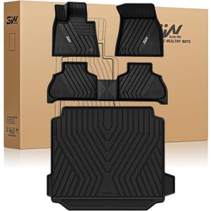3W Floor Mats & Cargo Liner Custom Fit for BMW X5 2019-2024 2025 2026 40i/45e/50e/50i/M/M50i/M60i TPE All-Weather Full Set Heavy Duty Floor Liner and Trunk Mat Accessories (Only for 5 Passenger)