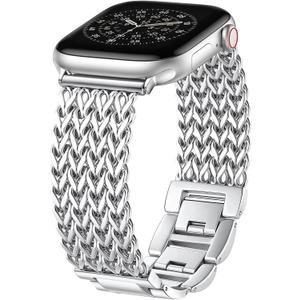 Metal Band Compatible with Apple Watch Bands for Women 40mm 41mm 42mm 38mm 44mm 45mm 46mm 49mm, Dressy Stainless Steel Link Bracelet, Designer Strap for iWatch Series 11/SE/10/9/8/7/6/5/4/3/2/1/Ultra