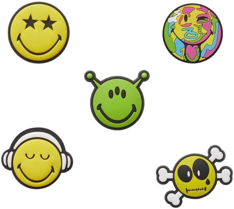 2 x Crocs unisex adult Jibbitz Icon Pack | Jibbitz Shoe Charms (One Size, Smiley 5-Pack)