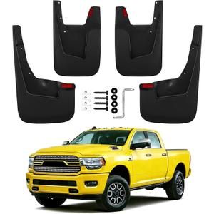 Mud Flaps Splash Guards Compatible with 2019-2026 Ram 1500,Front and Rear Mud Guards Fender Flares for Ram 1500 Accessories (Without Fender Flares) 4 Piece Set Black Textured Finish