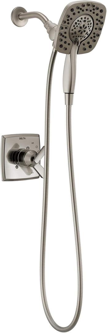 Delta Ashlyn 17 Series Brushed Nickel Dual-Function Shower Faucet Set with In2ition 2-in-1 Dual Shower Head with HandHeld Spray Combo, Valve Trim Kit, Stainless T17264-SS-I (Valve Not Included)