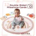 Baby Play Gym Mat, Tummy Time Activity Mat with 7 Detachable Toys and 12 Milestone Cards for Stage-Based Sensory and Motor Skill Development, Washable Play Mats for Infant, Newborn Baby Essentials