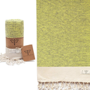 SMYRNA TURKISH COTTON Vintage Series Turkish Beach Towel Oversized, 37x71 inch, Extra Large Quick Dry Sand Free Beach Blanket, Lightweight Cotton Pool, Spa, Travel, Gym, Adult Bath Towel, Lime Green