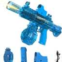 Electric Water Gun with Light Up, Modular Battery Easy Assembly for Kids, Water Toy for Summer Outdoor Swimming Pool (Blue)