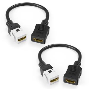 VCE 2-Pack HDMI Keystone Jack, Female to Female HDMI Pigtail Cable 4K HDMI2.0 Keystone Coupler for Keystone Wall Plate, Mounted TV, 6 Inch