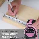 Lichamp Pink Tape Measure 25 Feet, Measuring Tape 1 Pack 25ft x 1in with 1/8 Fractions