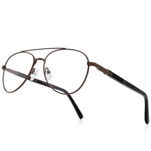 RB.Pilot Classic Aviator Reading Glasses for Men Women Light Blocking Computer Readers Spring Hinge Metal Frame Acetate Legs