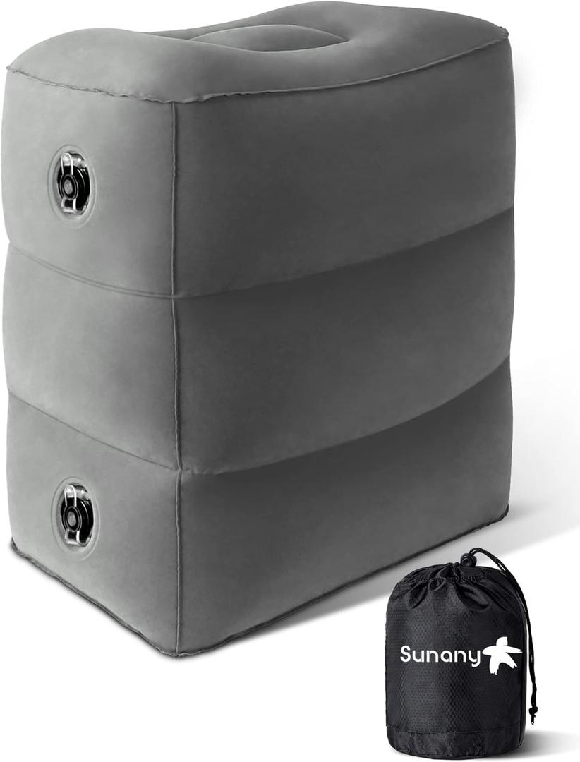 Sunany Inflatable Foot Rest Pillow for Airplane Travel-Adjustable Height Cushions for Kids to Sleep While Traveling, Adults, Suitable for Office, Home and Any Travel Dark Grey (1 Pack) Sunany Inflatable Foot Rest Pillow for Airplane Travel-Adjustable Height Cushions for Kids to Sleep While Traveling, Adults, Suitable for Office, Home and Any Travel Dark Grey (1 Pack)
