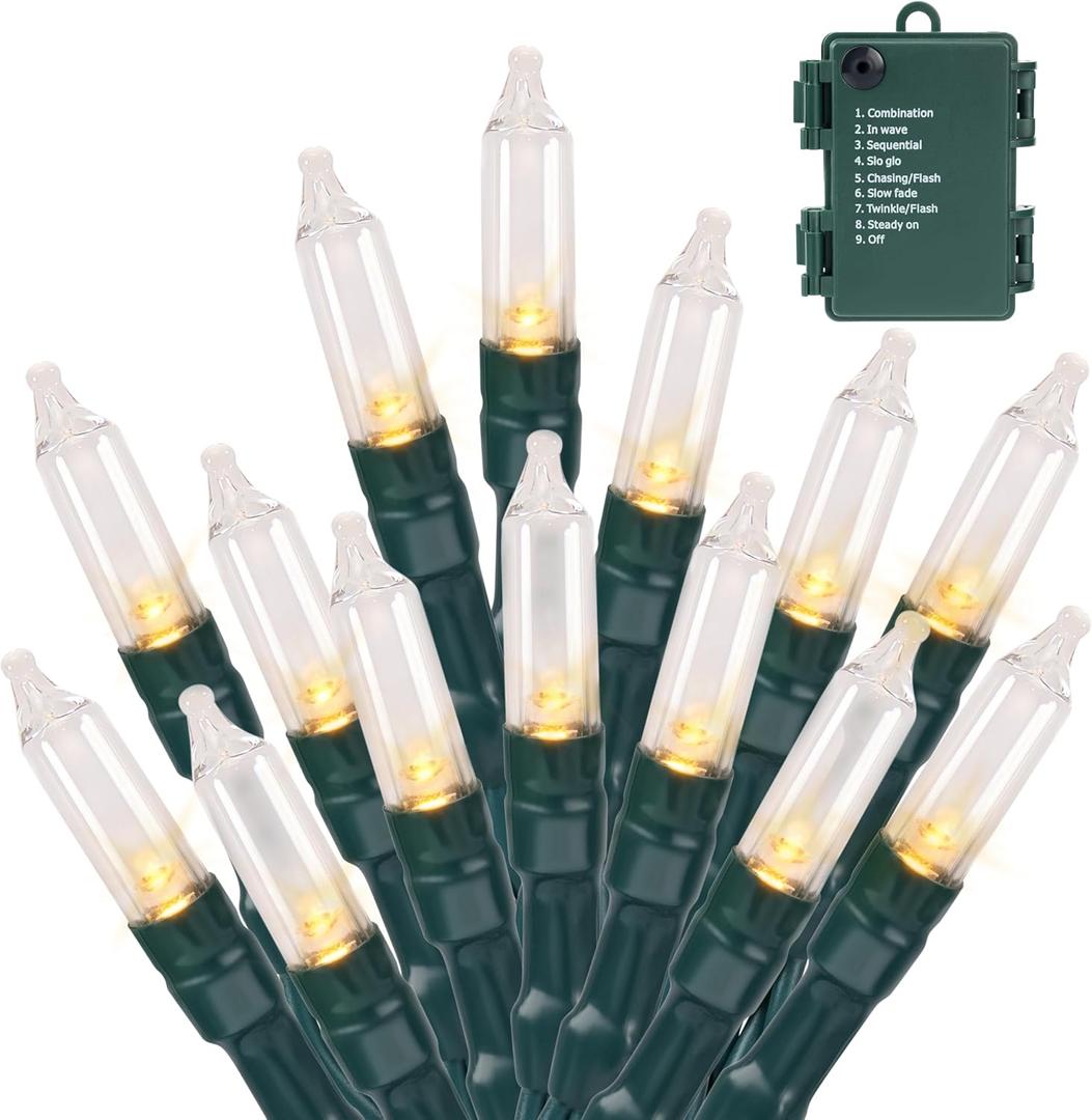 Joiedomi LED Christmas String Lights,250 Count 31.4FT Battery Operated Christmas Tree Fairy Lights with 8 Modes,Multifunction Green Wire for Xmas Decor Party Holiday House,Warm White
