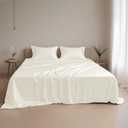 Linenwalas Eucalyptus Tencel Lyocell Sheets Set California King Size - Cooling Breathable Silk Soft, 1 Fitted 1Flat and 2 Pillowcases (Cal King/Ivory)