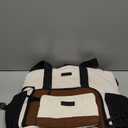 Puffer Lunch Tote Bag for Women, 15.6 Inch Laptop Work Bag with Insulated Lunch Compartment & Large Cup Holder, Lightweight Quilted Puffy Lunch Box Purse for Teacher Nurse Travel Office Daily School (Cream-Brown-Black)