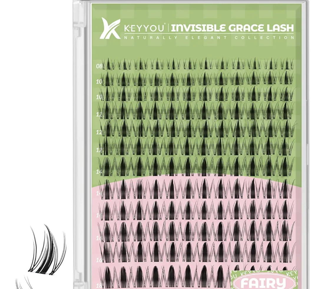KEYYOU Bunny lash clusters manga lash clusters C Curl bunny lashes anime lashes Wispy Natural Invisible Band Lash with Waterproof DIY Lash Extension at Home(Bunny818MIX)