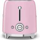 SMEG 2 Slice Toaster with 6 Presets and Defrost Function and Removable Crumb Tray TSF01PKUS, Pink