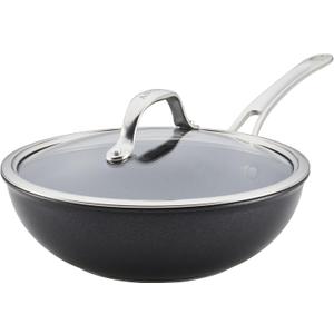 Anolon X Hybrid Nonstick Induction Stir Fry Wok Pan Cookware with Lid, Dishwasher Safe, Compatible with All Stovetops, 10 Inch - Charcoal Gray