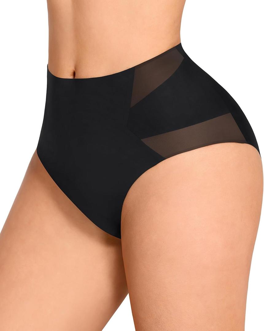 FeelinGirl Tummy Control Underwear Shapewear for Women Mid Waisted Shaping Panties Lower Belly Body Shaper Girdle (Black, XL)