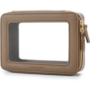 Aveniee Clear Makeup Bag for Women, Small Toiletry Travel Bag with Zipper, Portable Cosmetic Organizer Pouch for Skincare, Car Organizer Storage Bag for Essentials, Taupe,Medium Classic