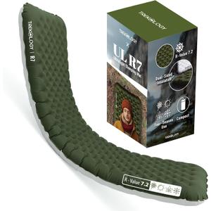 TREKOLOGY UL R7 Ultralight Sleeping Pad – R-Value 7.2, Insulated Camping Mattress for 4-Season Comfort, Inflatable Sleep Mat for Backpacking, Hiking, Winter Camping, Compact & Lightweight (Green)
