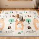 UANLAUO Baby Play Mat,79"x 71" Large Mat for Floor,Reversible Floor Mat,Foam Thick&Waterproof,Foldable Playmats for Babies and Toddlers,Anti-Slip for Baby Crawling,Non-Toxic Tummy Time(Bear)