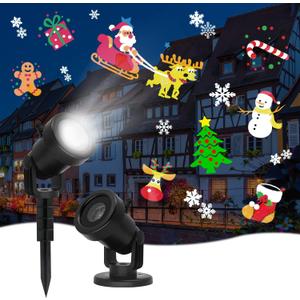 LED Projector Lights, Easter Decorations Outdoor&Indoor Rotatable Lamp, Halloween Snowflake Projector with 12 Themes, Waterproof Landscape Decorative Lighting Garden Party New Year Xmas