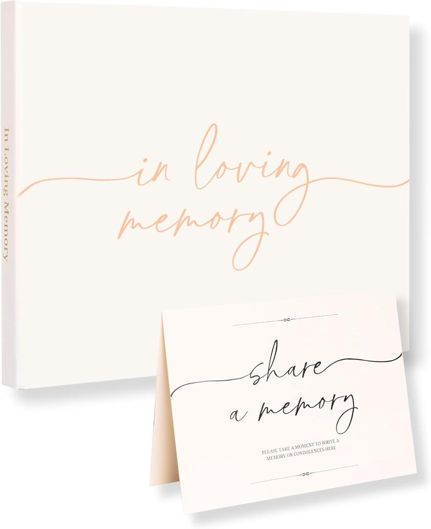 Lamare Funeral Guest Book for Memorial Service  Elegant Celebration of Life Guest Book and in Loving Memory Guest Book - Condolences Book for Funeral (Cream)