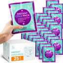 Instant Ice Cold Pack (6 x 5) - 25 Packs Disposable Instant Ice Packs for Injuries | Cold Compress Ice Pack for Pain Relief, Swelling, First Aid, Toothache, & Outdoor Activities -Subscribe & Save