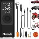 Airauto Tire Inflator Portable Air Compressor - Air Pump For Car Tires with Digital Pressure Gauge, LED Light and Auto Shut-Off Function - Cordless Pump for Car, Motorcycle, Bicycle, Balls and More