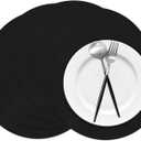100 Pieces Black Paper Place Mats Black Round Disposable Table Mats Decorative Placemats for Wedding Bridal Shower Black Birthday Party Dining Decor